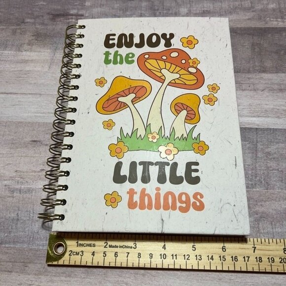 Mushroom-Themed Spiral Notebook 6.3" x 8.6" Enjoy The Little Things 150 Lined Pa - Picture 5 of 6